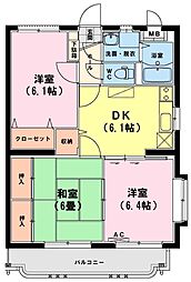 ユーミーいちまる2 3DKの間取図画像