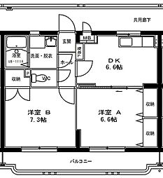サンフィールド高鍋2 2DKの間取図画像