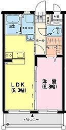エスペランサ3 1LDKの間取図画像