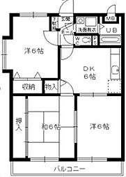 ボヌール大門 3DKの間取図画像