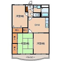 コンフォート2 3DKの間取図画像