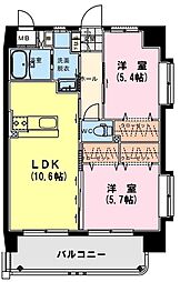 サンモール北小路 2LDKの間取図画像