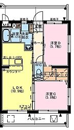 (仮称)小松SPマンション 2LDKの間取図画像
