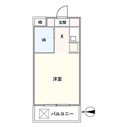 スカイコート元住吉2 ワンルームの間取図画像