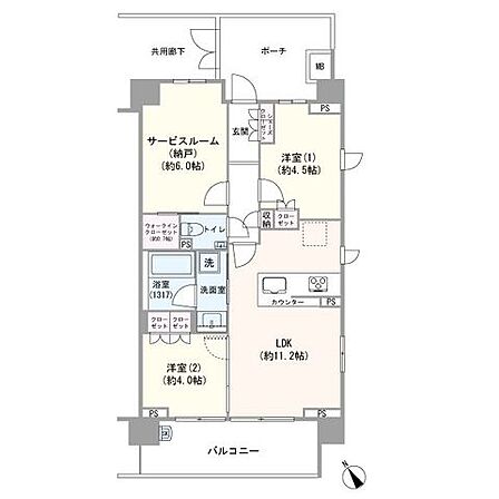 南西向き/角部屋/各部屋に収納あり