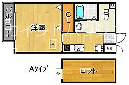 プラタ3 5階1Kの間取り