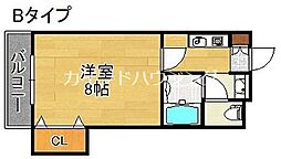 N court　東粉浜 3階1Kの間取り