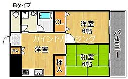 LakiaMaisonAbiko 2DKの間取図画像