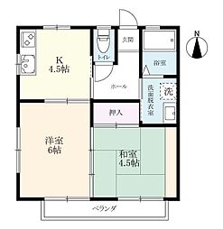 桜コーポ 2階2Kの間取り