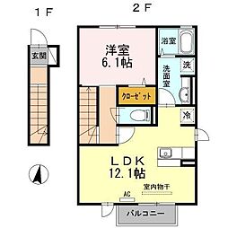 サンドハウスA 1LDKの間取図画像