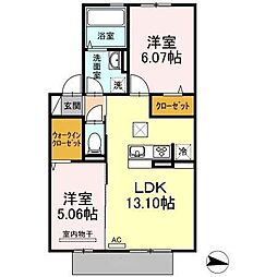 ラヴィベール 2LDKの間取図画像