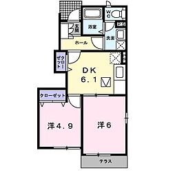 ラパヌイB 2DKの間取図画像