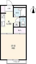 小城パークハイツA 1Kの間取図画像