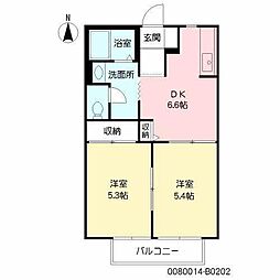 メゾンあやB 2DKの間取図画像