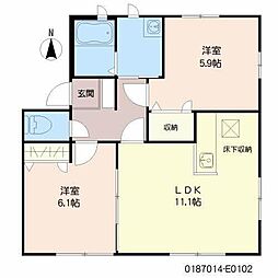 ベルメゾンエストB 2LDKの間取図画像