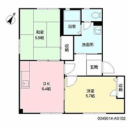 クレスト望2 2DKの間取図画像