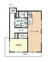 コーポやすり苑 1LDKの間取図画像