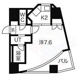 パックス荒畑2 1Kの間取図画像