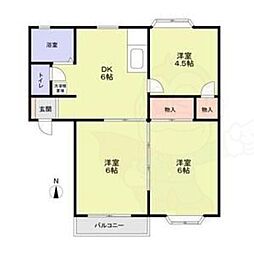 アネックスオガワB 3DKの間取図画像