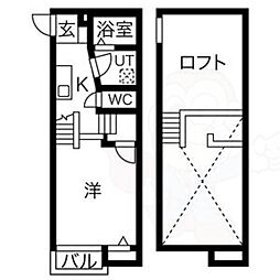 名鉄瀬戸線 矢田駅 徒歩3分の賃貸アパート 2階1Kの間取り