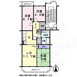 リヴィエール1 2階3LDKの間取り