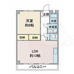 藤本コーポ 1階1LDKの間取り