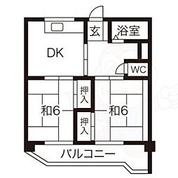 キリン堂ビル 2DKの間取図画像