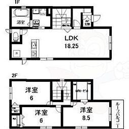 ベルリード川上町C棟 2階3LDKの間取り