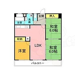 グランドミール中小田井 2LDKの間取図画像