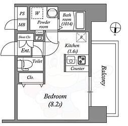 SHOKEN Residence名古屋 太閤通 ワンルームの間取図画像
