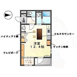 トウリ ルームズ ワンルームの間取図画像