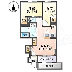 仮)中川区新家1丁目新築アパート 2LDKの間取図画像