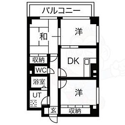 エスポワールメゾン神郷 2LDKの間取図画像