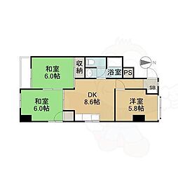 第二森ビル 3DKの間取図画像