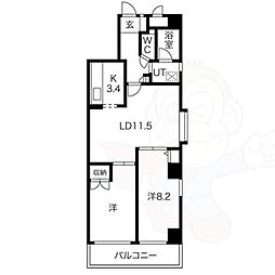 エクレール鶴舞 2LDKの間取図画像