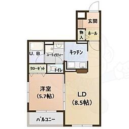 リリーローサ 1LDKの間取図画像
