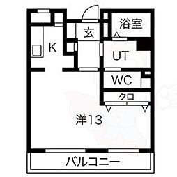 向陽町レジデンス 1Kの間取図画像