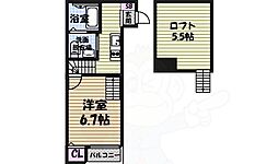 コーエイ2 1Kの間取図画像