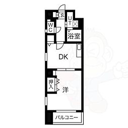 レジデンスカープ今池 1DKの間取図画像