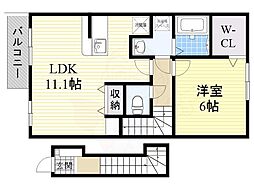 レインボー愛 1LDKの間取図画像