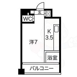 クレイタスパーク3 ワンルームの間取図画像