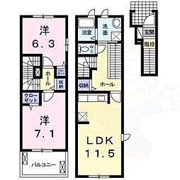 カーサ・サンリット 2LDKの間取図画像