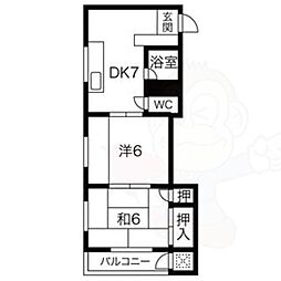中源ビル 2DKの間取図画像