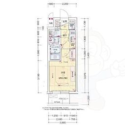 プレリス花の木オルディア 1Kの間取図画像