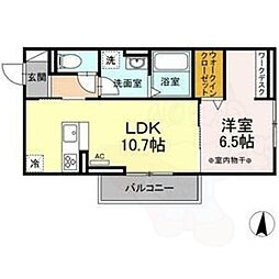 サンベルテ竹越 1LDKの間取図画像