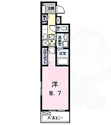 エクセルシオールII 1Kの間取図画像