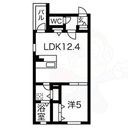 北区新堀町AP 1LDKの間取図画像