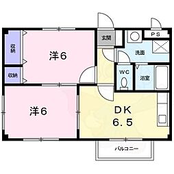 プレYOSHIDA 2DKの間取図画像