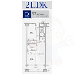 ソーラスフロント富船北棟 2LDKの間取図画像