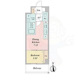 プレイズシード名城公園 1DKの間取図画像